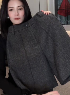 欧货高级感深灰色大码舒适五分裤女2025冬季新款休闲通勤直筒裤子