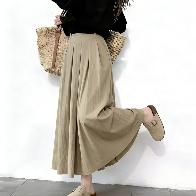 欧货高端定制卡其色大码半身裙女2026早春新款轻熟慵懒风大摆裙子,女装/女士精品,大码半身裙,淘宝优惠券,粉丝福利购,淘宝优惠卷