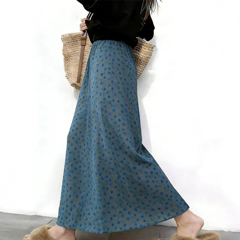 欧货高端定制灰蓝色毛呢大码半身裙女2026早春新款圆点轻熟大摆裙,女装/女士精品,大码半身裙,淘宝优惠券,粉丝福利购,淘宝优惠卷