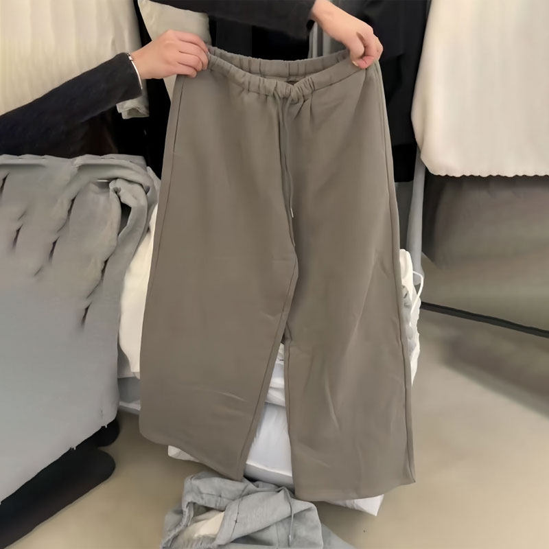 欧货高端定制灰色大码阔腿裤女2025冬季新款加厚慵懒风宽松休闲裤,女装/女士精品,大码裤装,淘宝优惠券,粉丝福利购,淘宝优惠卷