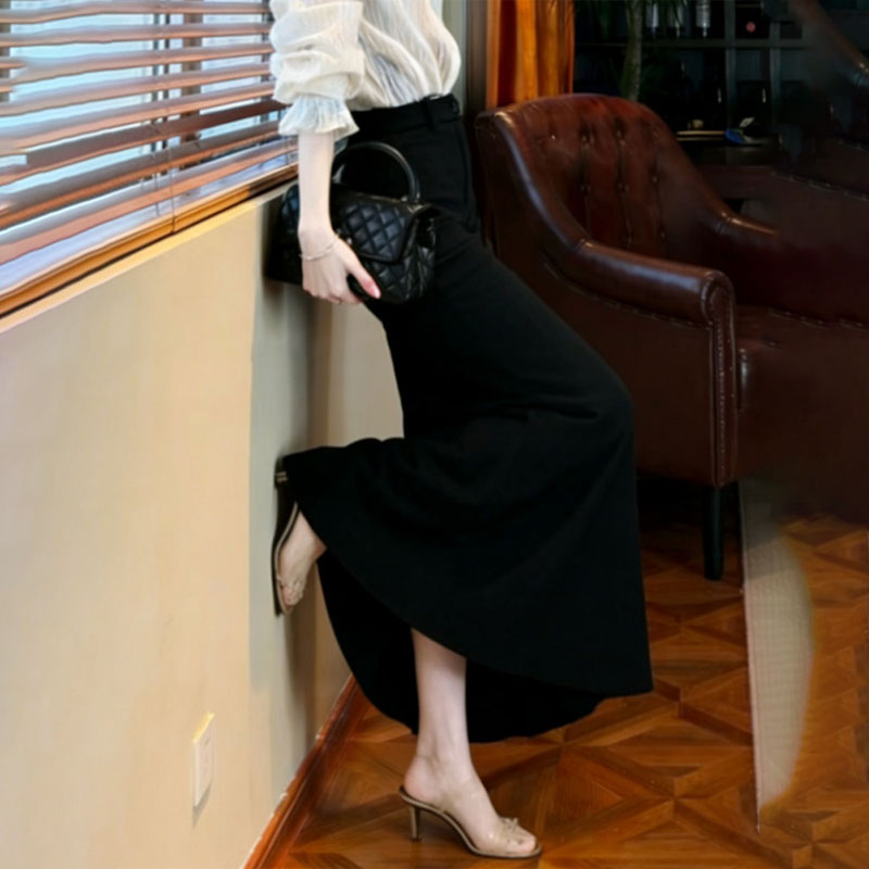 欧货高端定制黑色大码半身裙女