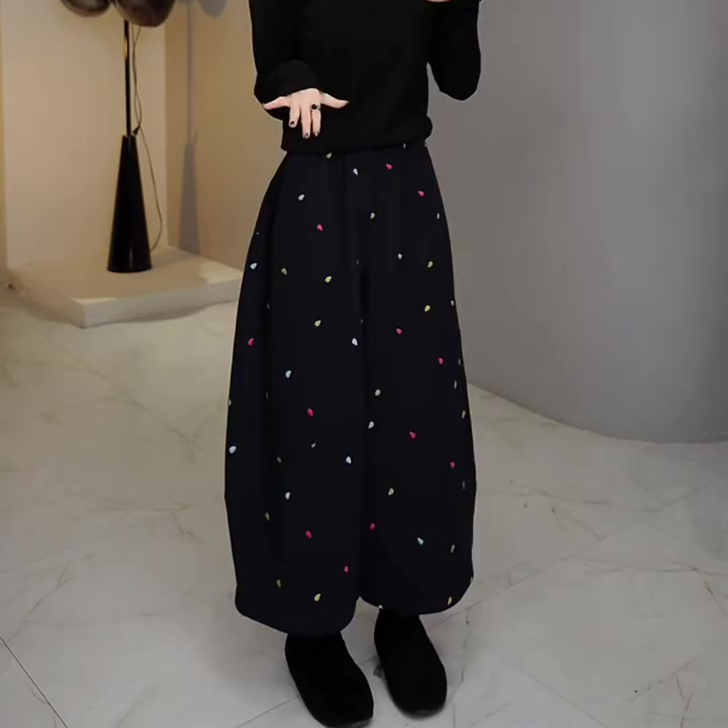 高端定制黑色大码慵懒阔腿弯刀裤