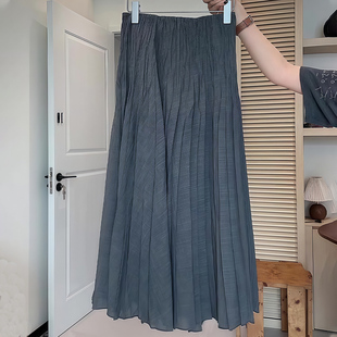 欧货高端定制灰色褶皱慵懒半身裙女2026春夏新款 高级减龄气质裙子