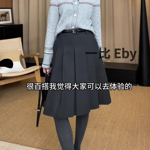 欧货高端定制灰色西装大码半身裙