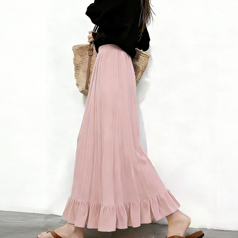 欧货高端定制浅粉色大码半身裙女2026早春新款荷叶边温柔风大摆裙,女装/女士精品,大码半身裙,淘宝优惠券,粉丝福利购,淘宝优惠卷