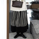新款 欧货高端定制黑白条纹大码 半身裙女2025冬季 加厚气质A字裙子