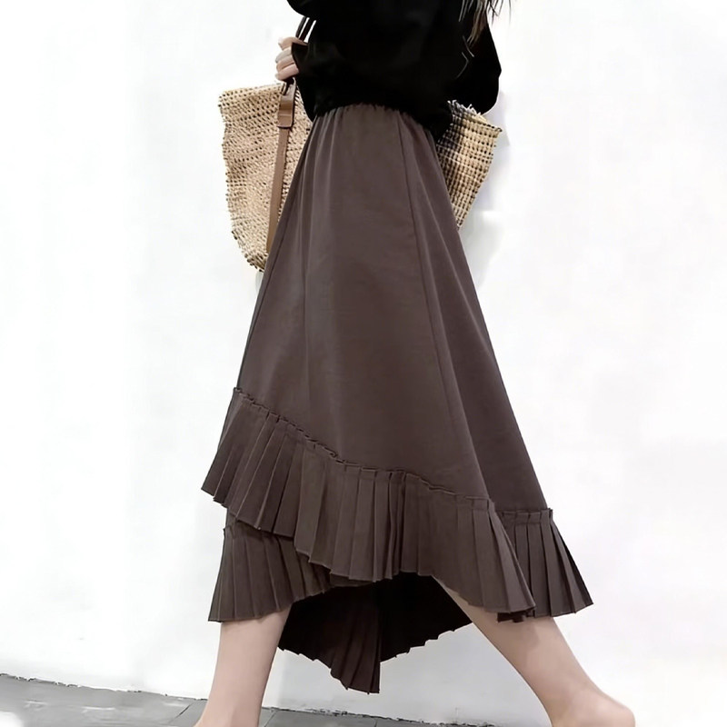 欧货高端定制咖灰色大码半身裙女2025冬季新款加厚不规则A字裙子,女装/女士精品,大码半身裙,淘宝优惠券,粉丝福利购,淘宝优惠卷