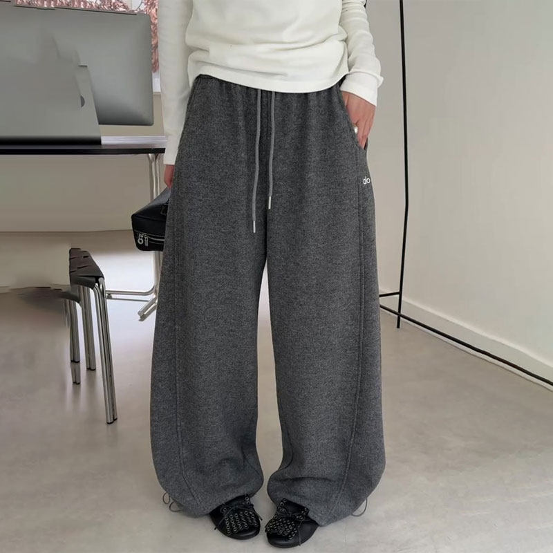 欧货高端定制灰色大码阔腿裤女