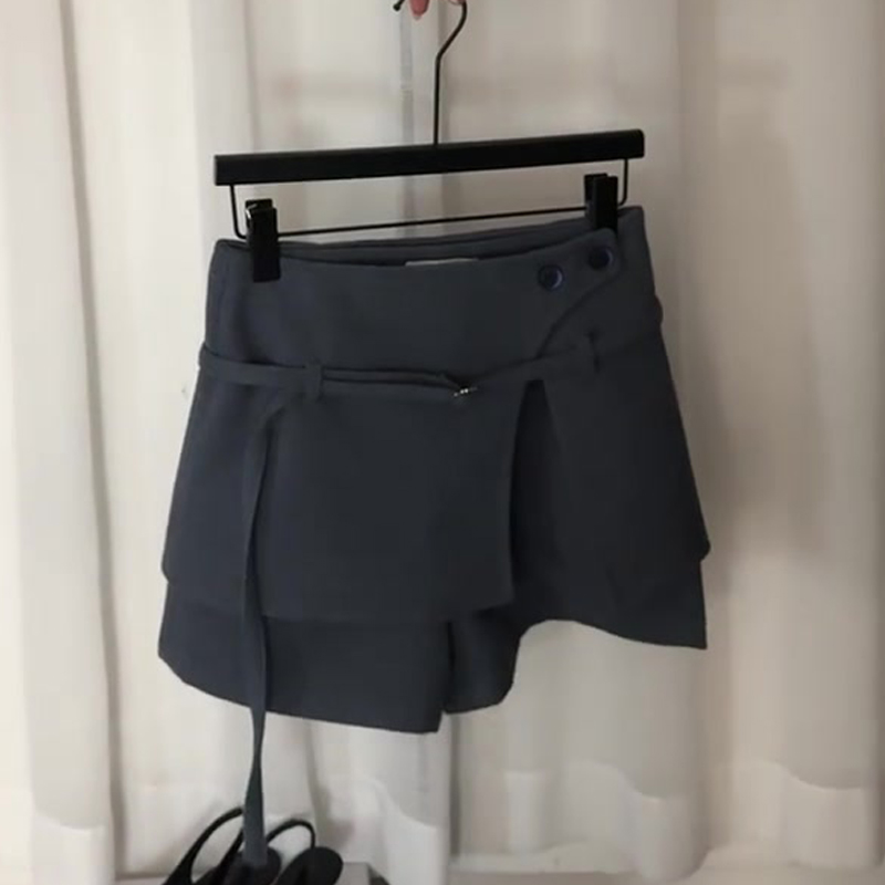 高端定制灰色毛呢大码半身裙裤女