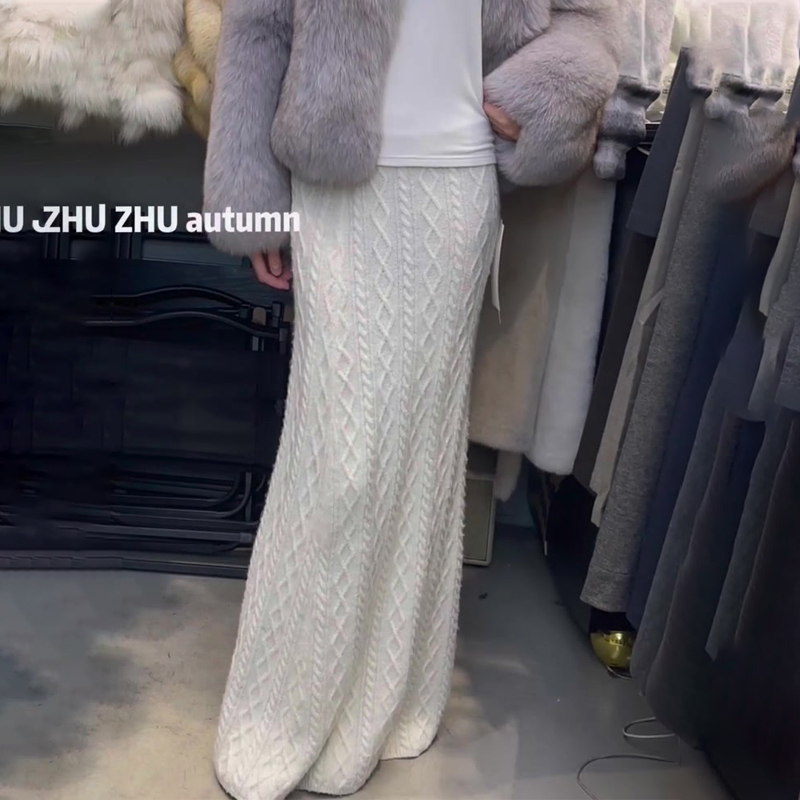 欧货高端定制白色针织大码半身裙