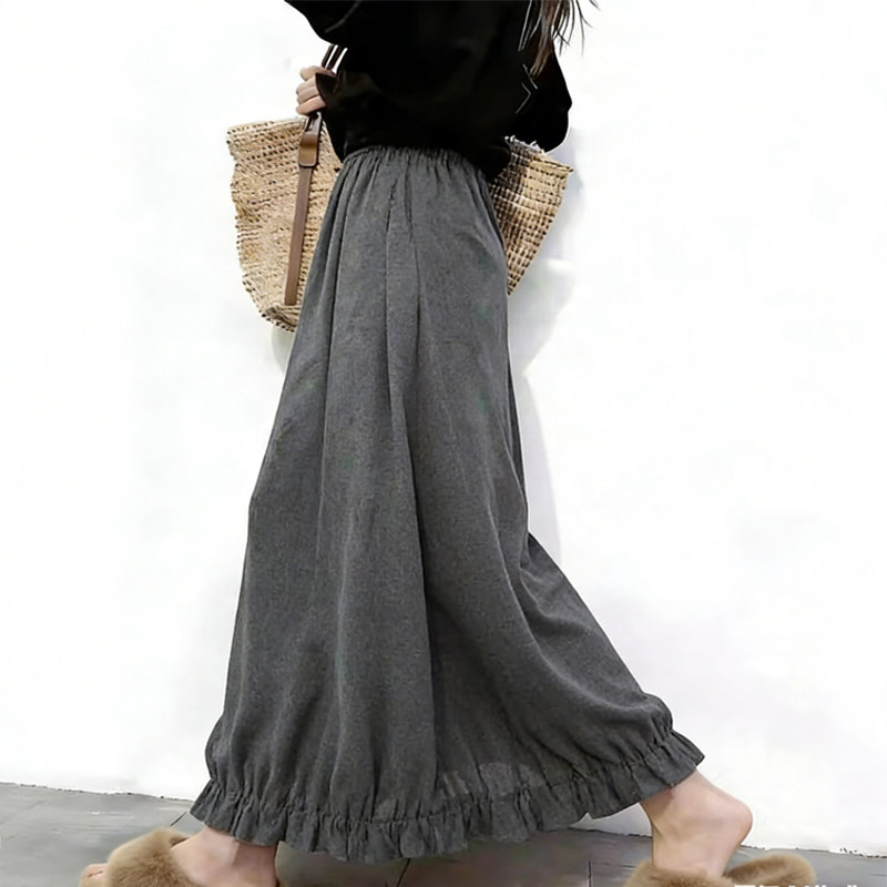 欧货高端定制炭灰色大码半身裙女2026早春新款抽褶慵懒风花苞裙子,女装/女士精品,大码半身裙,淘宝优惠券,粉丝福利购,淘宝优惠卷