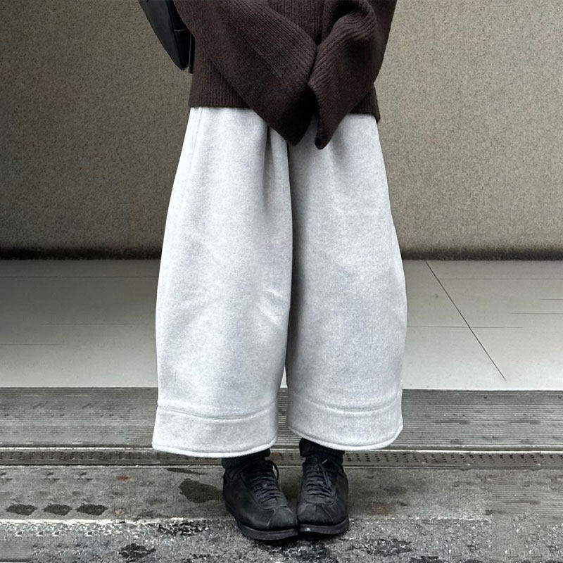 欧货高端定制浅灰色大码阔腿裤女2025冬季新款加厚慵懒九分休闲裤,女装/女士精品,大码裤装,淘宝优惠券,粉丝福利购,淘宝优惠卷