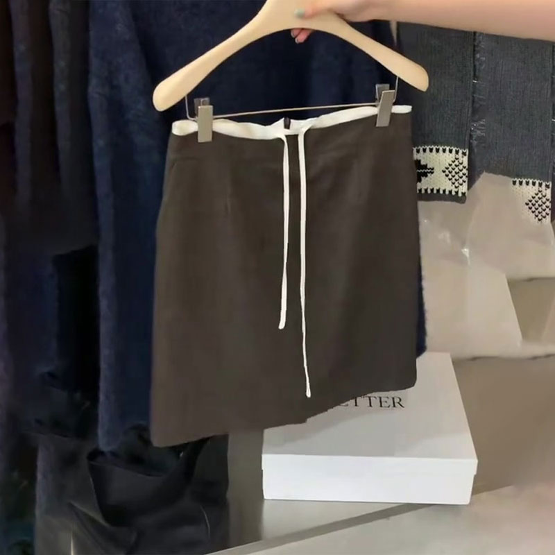 欧货高端定制咖色大码半身裙女