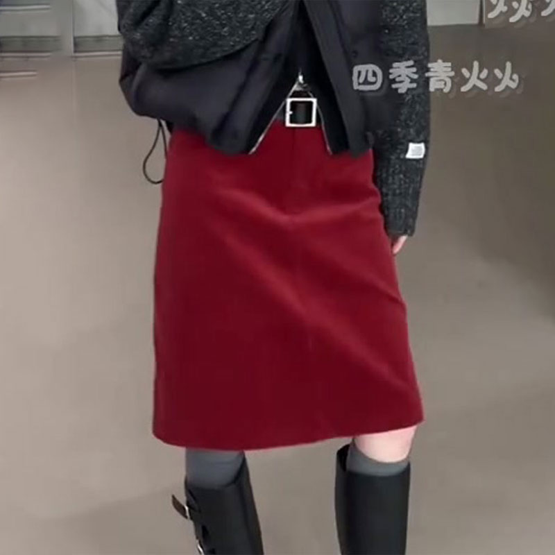 欧货高端定制红色大码半身裙女