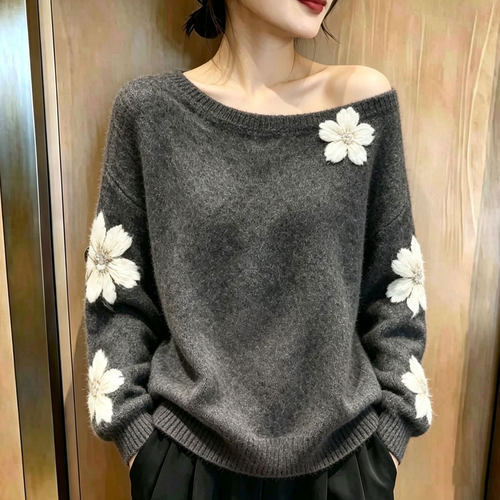 欧货高端复古灰色简约大码上衣女