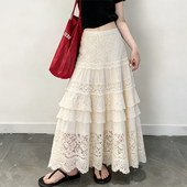 欧货高端定制米白色蕾丝大码 半身裙女2026春夏新款 温柔多层蛋糕裙