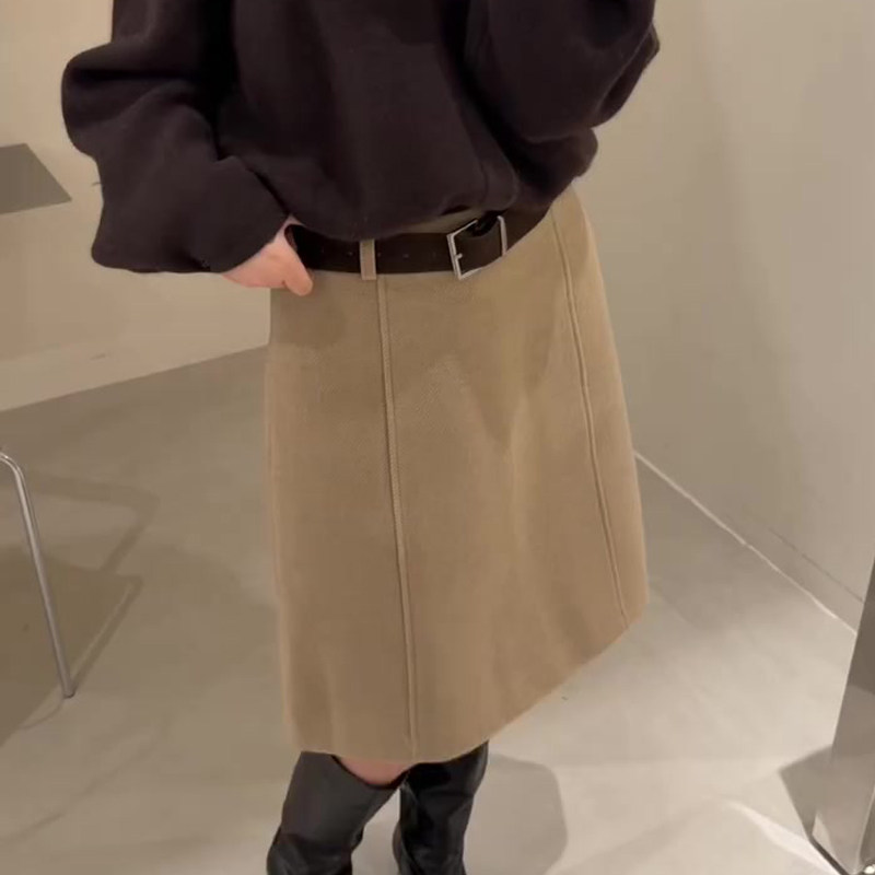 欧货高端定制卡其色毛呢大码半身裙女2025冬季新款加厚轻熟A字裙,女装/女士精品,大码半身裙,淘宝优惠券,粉丝福利购,淘宝优惠卷