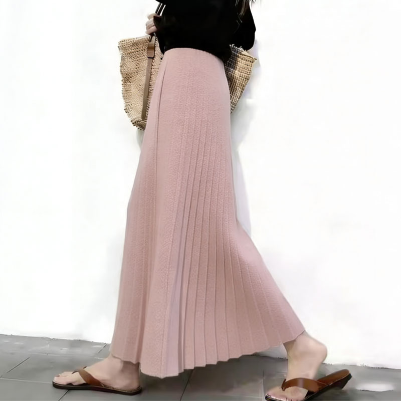 高端定制粉色大码半身百褶裙女