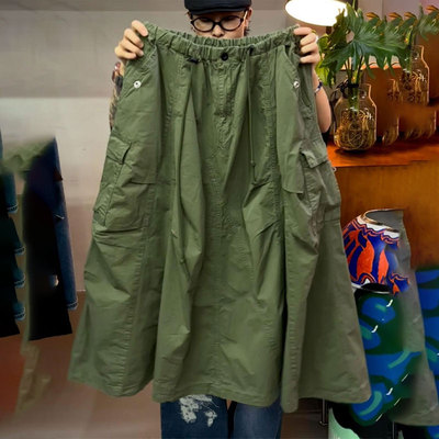 高端定制绿色大码半身工装裙