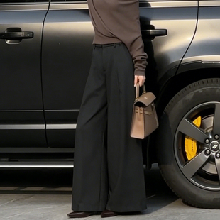 阔腿裤 裤 女2025冬季 加厚垂顺感西装 新款 欧货高端定制黑色松弛大码