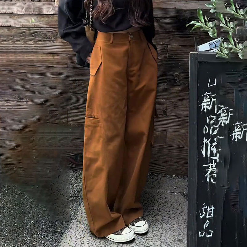 欧货高端定制南瓜色大码阔腿裤女