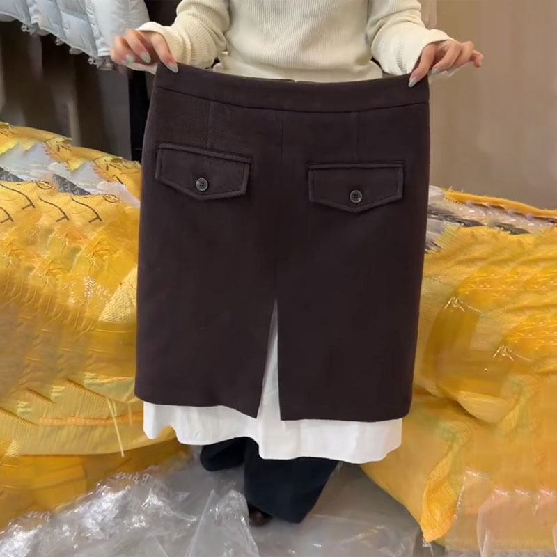 欧货高端定制棕色大码半身裙女