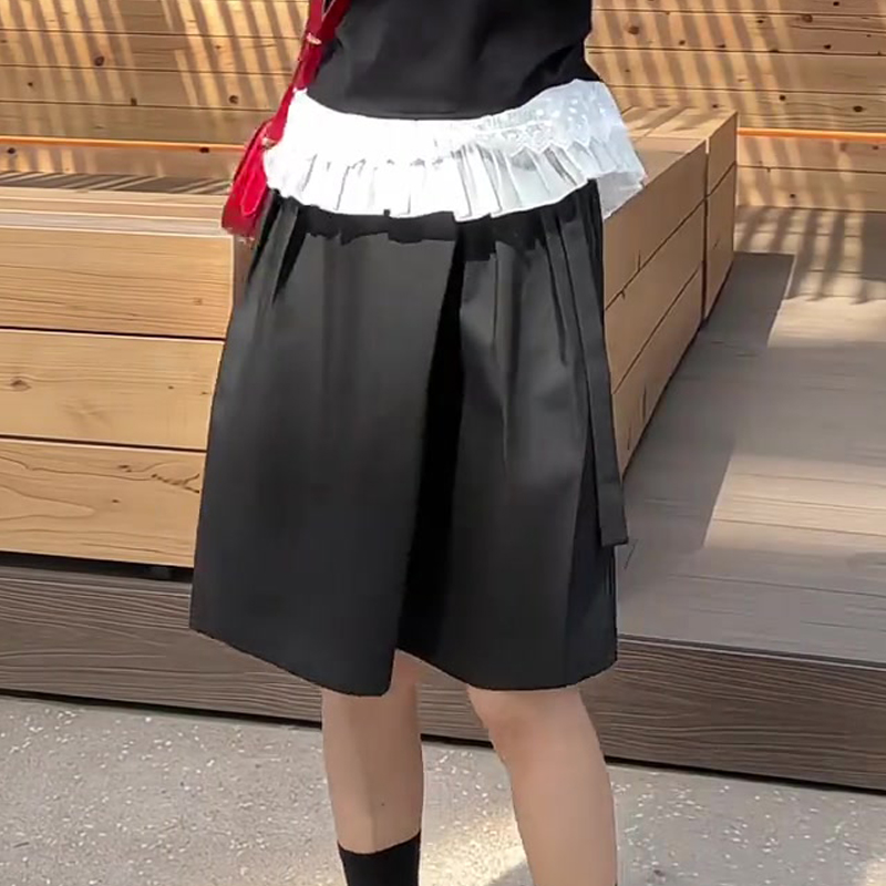 黑色休闲风小众设计半身裙女2025年春夏新款韩版慵懒松弛感短裙子