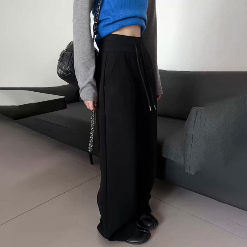 欧货高端定制黑色大码阔腿裤女