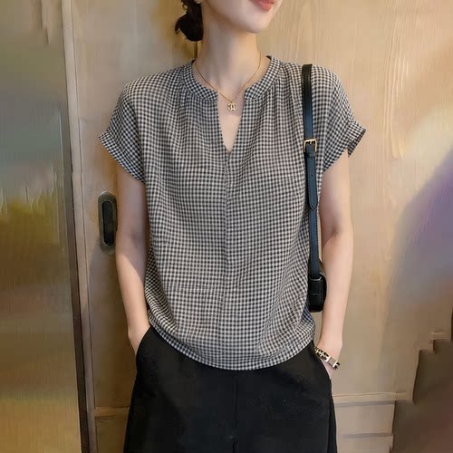 欧货高端定制黑白格纹色大码上衣