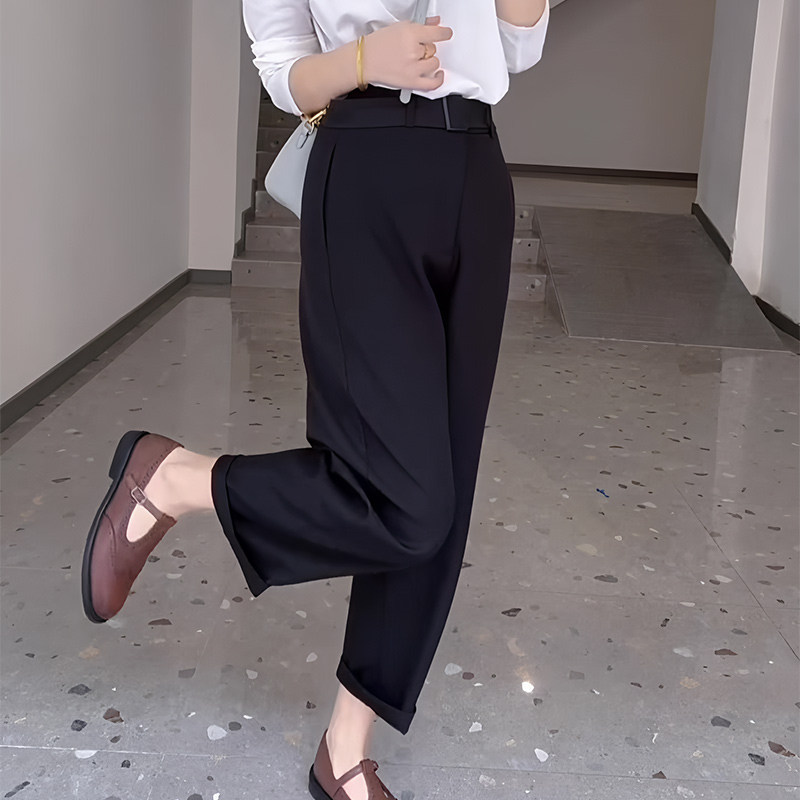 欧货大牌黑色休闲风气质西装裤女