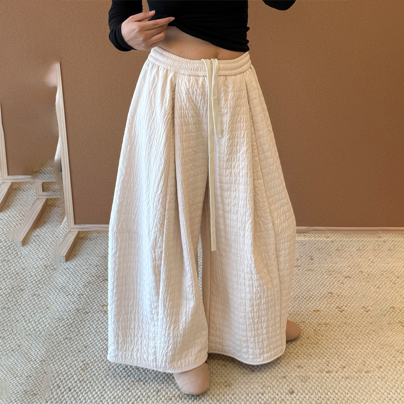 欧货高端定制白色毛呢大码阔腿裤