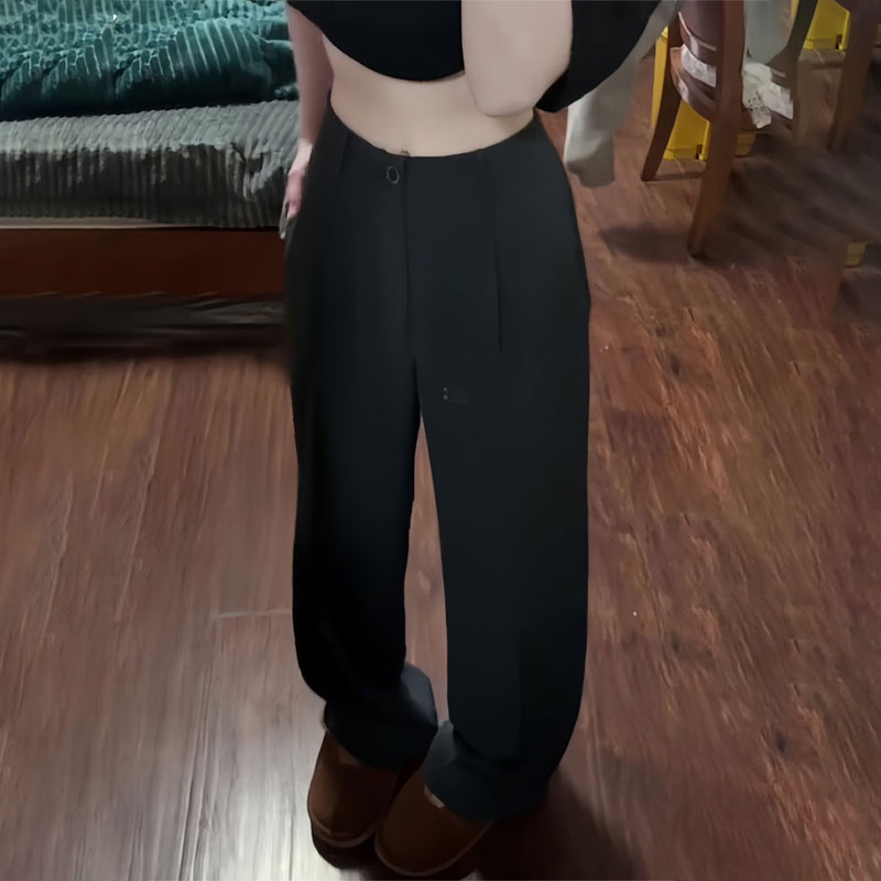 欧货高端定制黑色大码阔腿裤女