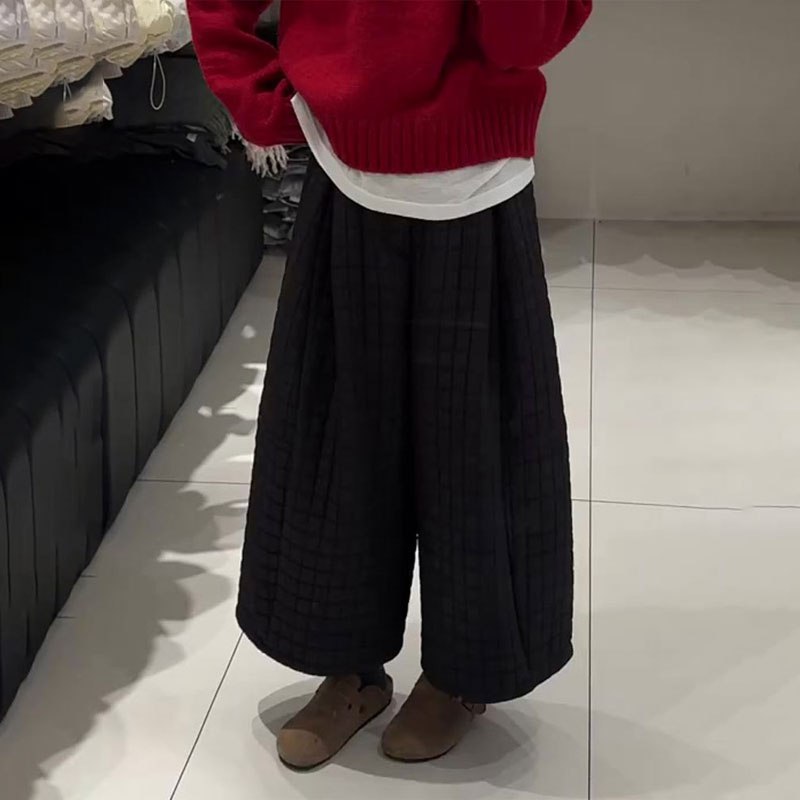 欧货高端定制黑色大码阔腿棉裤女