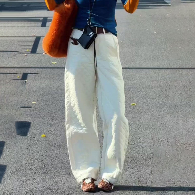 欧货高端定制白色大码阔腿棉裤女2025冬季新款加厚慵懒风休闲裤子,女装/女士精品,大码裤装,淘宝优惠券,粉丝福利购,淘宝优惠卷