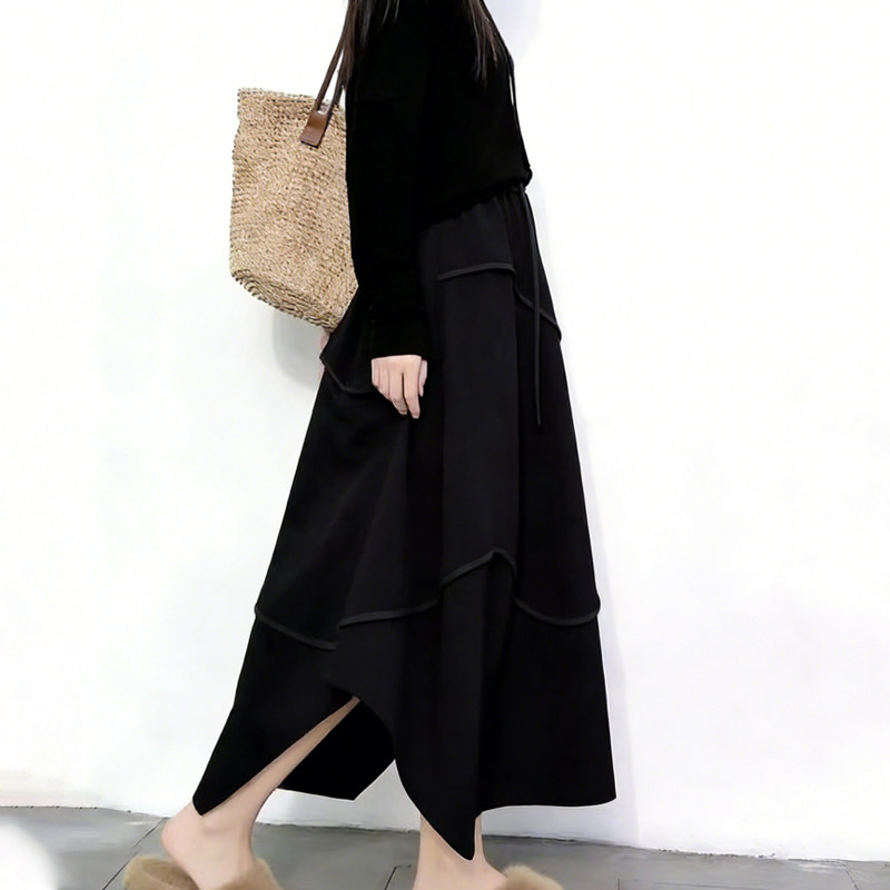 欧货高端定制黑色毛呢大码半身裙女2026早春新款轻熟不规则大摆裙,女装/女士精品,大码半身裙,淘宝优惠券,粉丝福利购,淘宝优惠卷