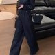 裤 宽松西装 女2026春季 新款 黑色高定大码 简约阔腿直筒垂感长裤 长款