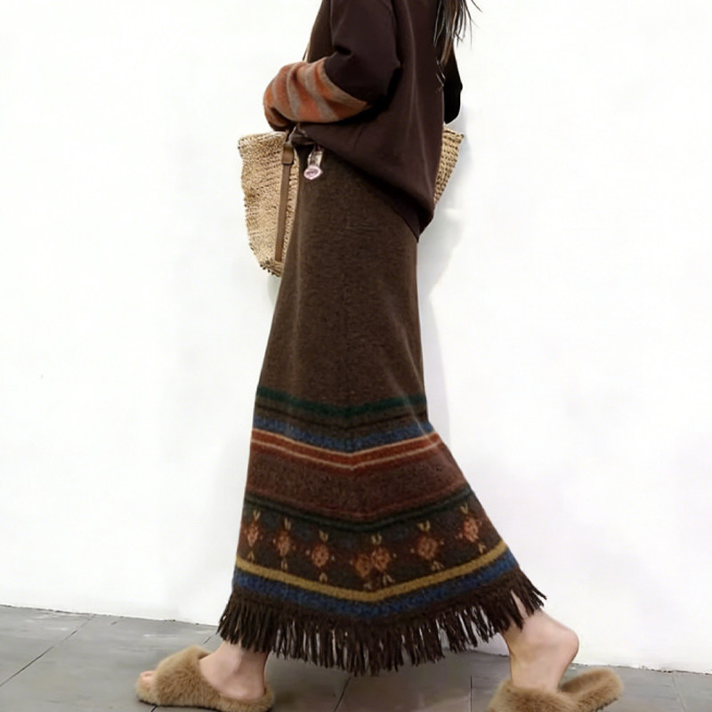 欧货高端定制棕色毛呢大码半身裙女2025冬季新款加厚流苏边A字裙,女装/女士精品,大码半身裙,淘宝优惠券,粉丝福利购,淘宝优惠卷