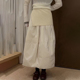 新款 欧货高端小众定制杏色大码 半身裙女2025冬季 加厚减龄花苞裙子