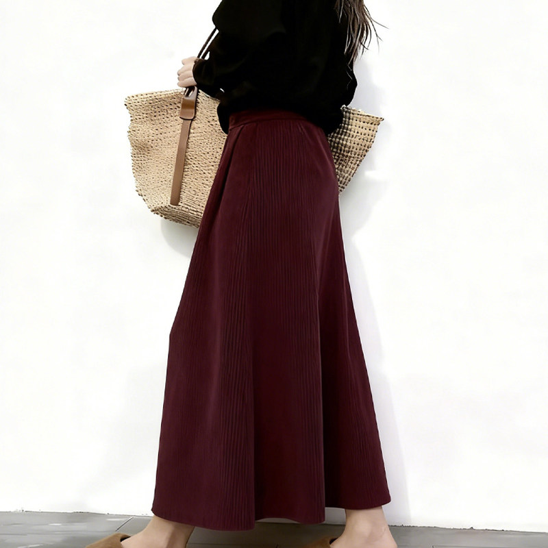 欧货高端定制酒红色丝绒大码半身裙女2025冬季新款加厚轻熟大摆裙,女装/女士精品,大码半身裙,淘宝优惠券,粉丝福利购,淘宝优惠卷