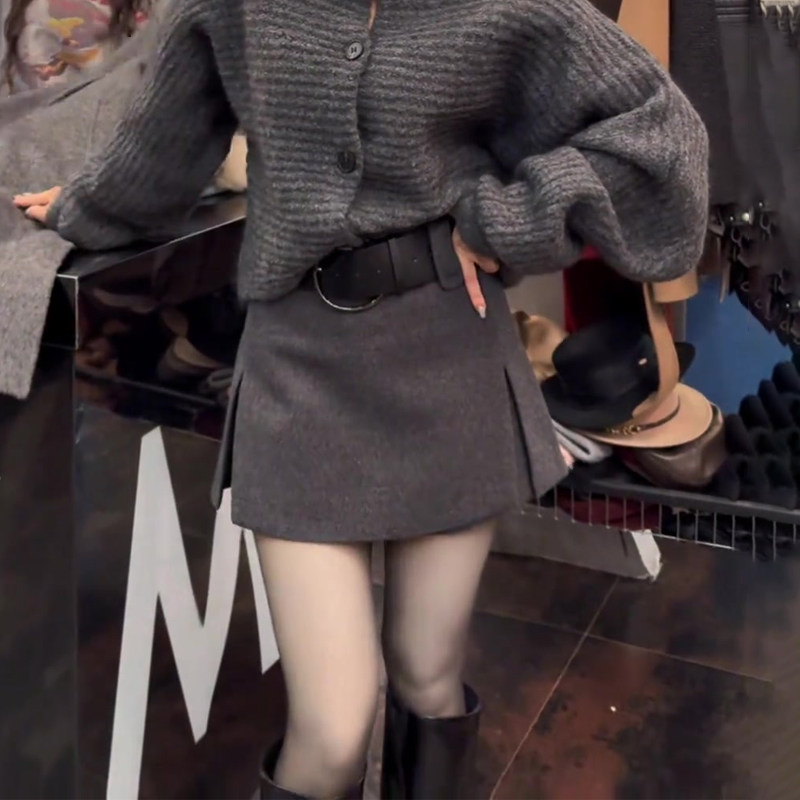 高端定制灰色毛呢大码半身裙裤女2025秋冬新款加厚轻熟风a字裙裤,女装/女士精品,大码半身裙,淘宝优惠券,粉丝福利购,淘宝优惠卷