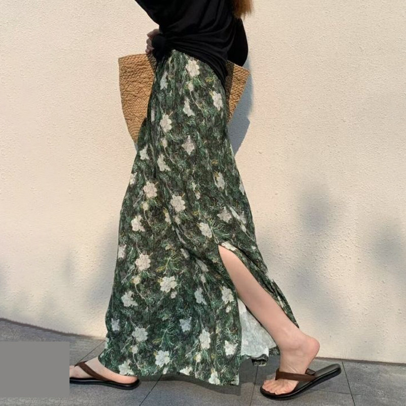 欧货高端定制墨绿色雪纺大码半身裙女2026早春新款印花轻奢A字裙,女装/女士精品,大码半身裙,淘宝优惠券,粉丝福利购,淘宝优惠卷