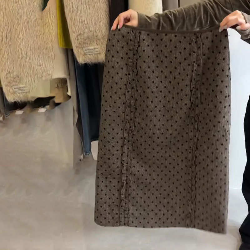 高端咖色波点定制大码半身裙女