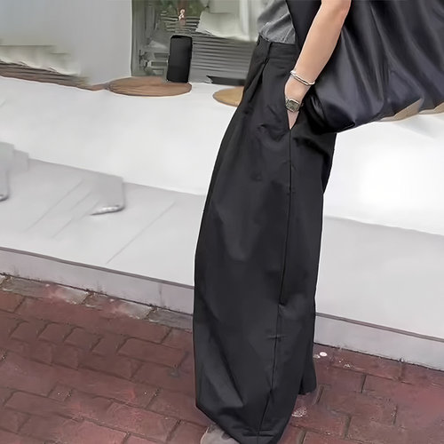 黑色高级小个子大码阔腿裤女