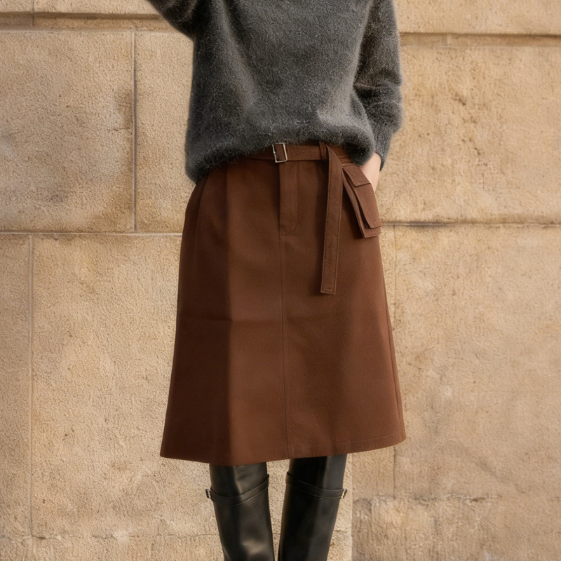 欧货高端定制焦糖色毛呢大码半身裙女2025冬季新款加厚轻熟A字裙,女装/女士精品,大码半身裙,淘宝优惠券,粉丝福利购,淘宝优惠卷