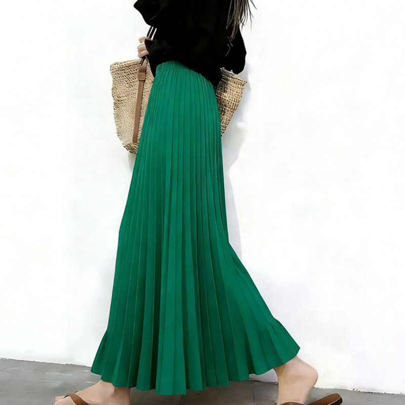 欧货高端定制深墨绿色大码半身裙女2026早春新款高腰轻熟风琴裙子,女装/女士精品,大码半身裙,淘宝优惠券,粉丝福利购,淘宝优惠卷
