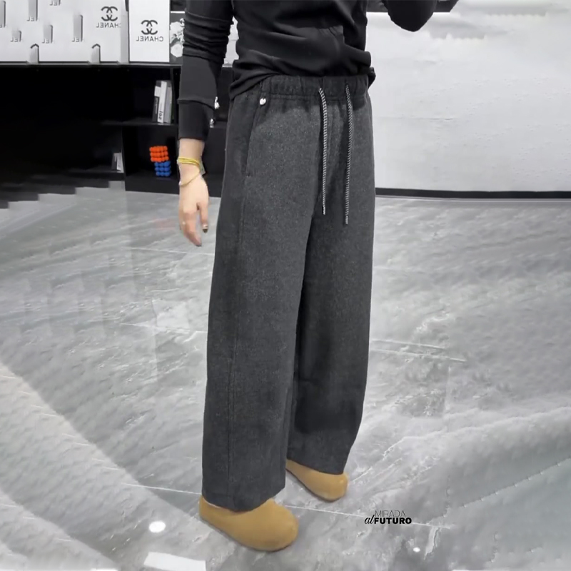 欧货高端定制深灰色大码阔腿裤女