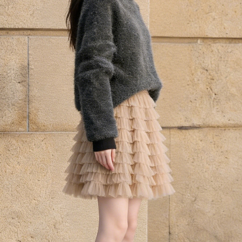 欧货高端定制奶茶棕色网纱大码半身裙女2026早春新款多层蛋糕裙子,女装/女士精品,大码半身裙,淘宝优惠券,粉丝福利购,淘宝优惠卷