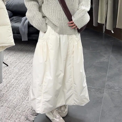 白色高腰半身裙女2025年冬季新款