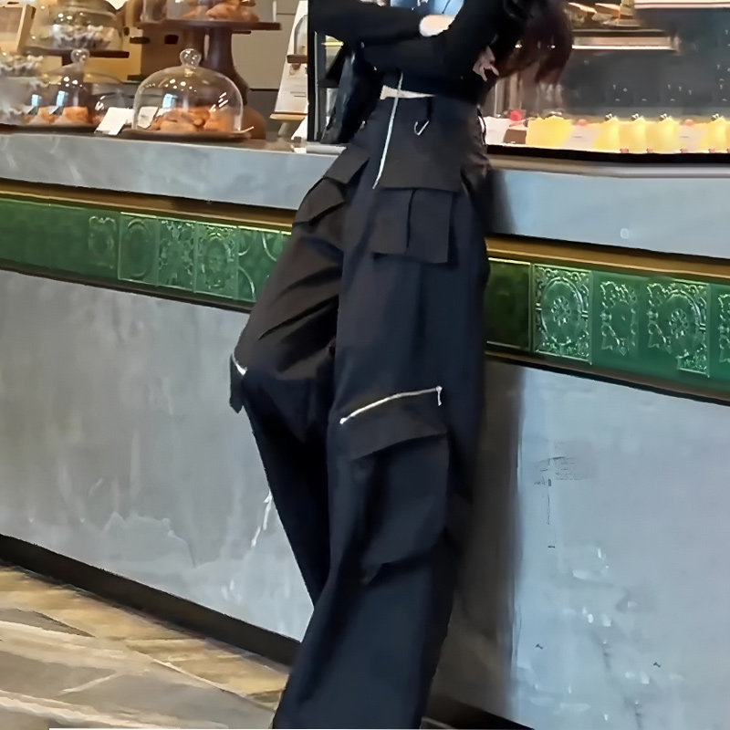 高腰显瘦宽松气质百搭阔腿裤女2025秋季新款设计感高级显瘦工装裤,女装/女士精品,大码裤装,淘宝优惠券,粉丝福利购,淘宝优惠卷