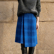 欧货高端定制宝蓝色毛呢大码 半身裙女2026早春新款 细格纹A字裙子